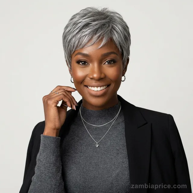 6" Grey / Silver Short Pixie Wig